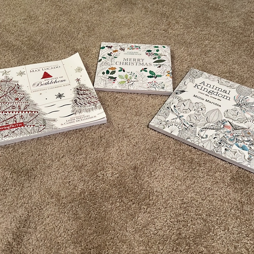 Adult Coloring Books.  Animal Kingdom, Because of Christmas and Merry Christmas.